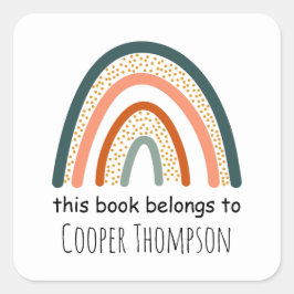 Regenboog dit boek behoort tot de kinder boekenpla vierkante sticker