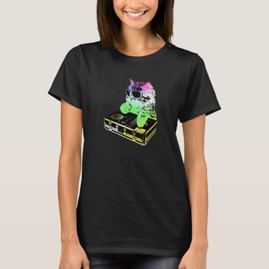 Regenboog Dj Kat Krabben T-shirt (Voorkant)