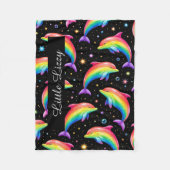 Regenboog Dolfijn Fleece Deken – Kinderen Aangepas (Voorkant)
