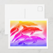 Regenboog dolfijnen kunst briefkaart (Voorkant / Achterkant)