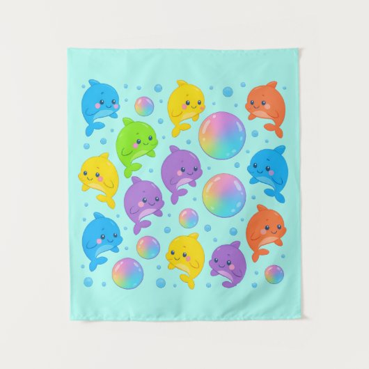 Regenboog Dolfijnen Wandkleed (Voorkant)