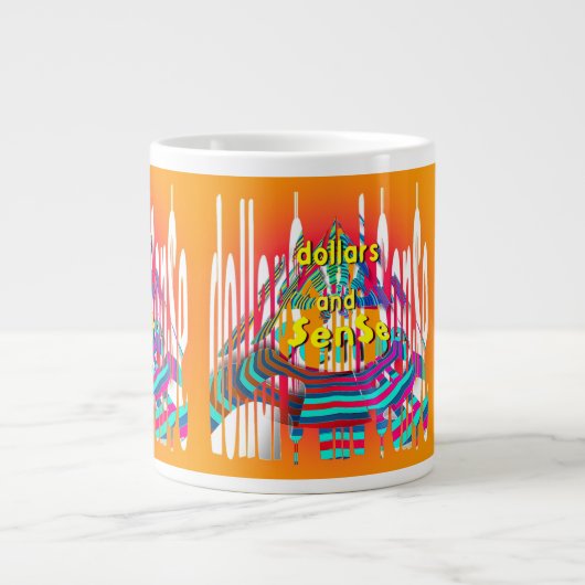 Regenboog Dollar$ En $en$e  Grote Koffiekop (Voorkant)