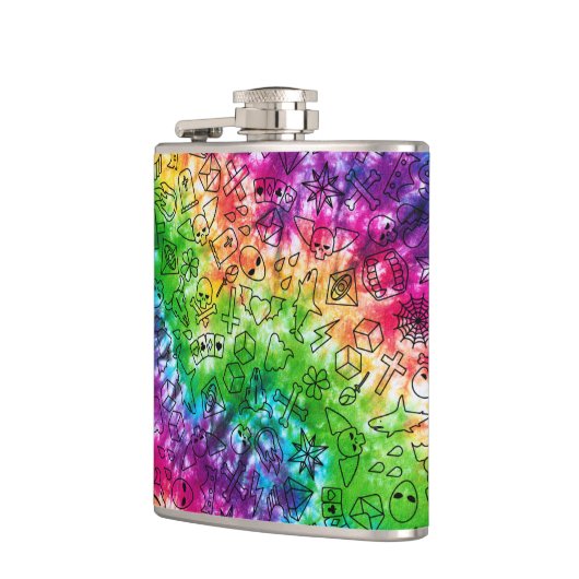 Regenboog Doodle Heupfles (Links)