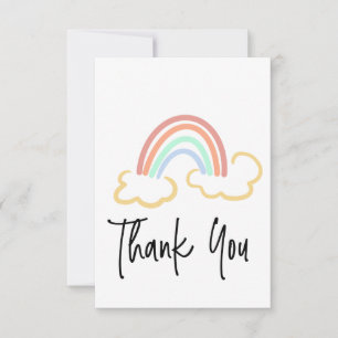 Regenboog Doodle Kunst Bedankt Script Kleurrijk Kaart