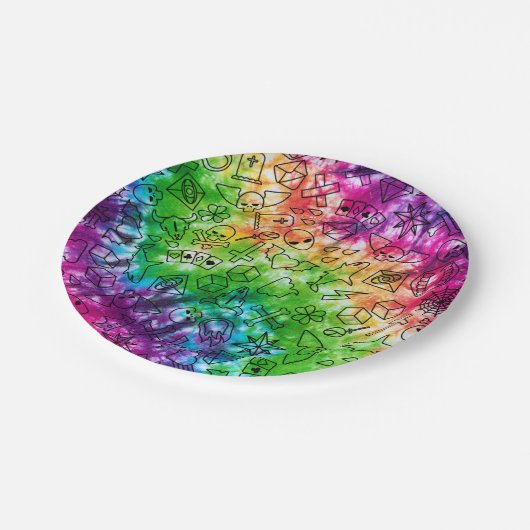 Regenboog Doodle Papieren Bordje (Gekanteld)