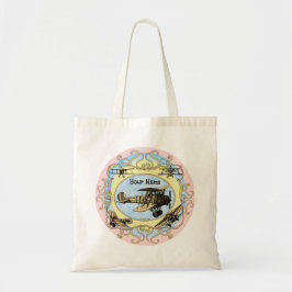 Regenboog Doppeldecker vliegtuig Boodschappentas Tote Bag