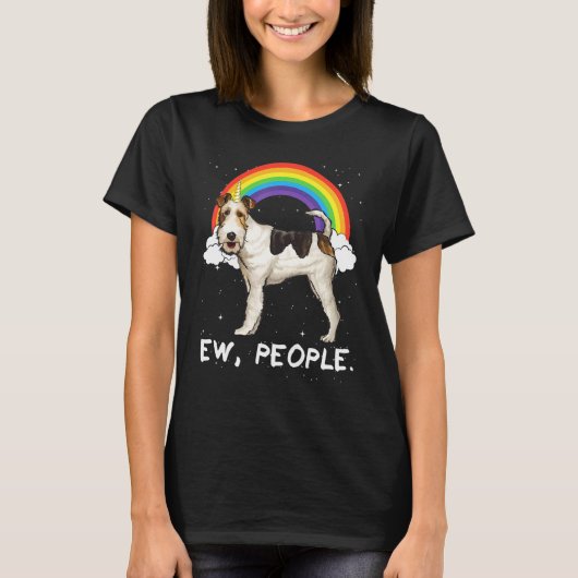 Regenboog Draad Fox Terrier Ew Mensen Eenhoorn Hon T-shirt (Voorkant)