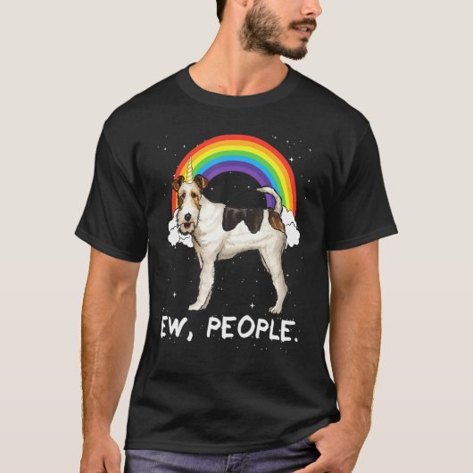 Regenboog Draad Fox Terrier Ew Mensen Eenhoorn Hon T-shirt (Voorkant)
