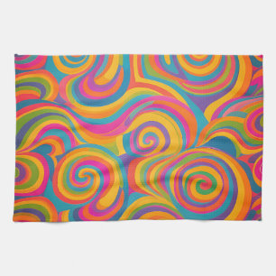Regenboog Draai Abstract Levendige Energie Theedoek
