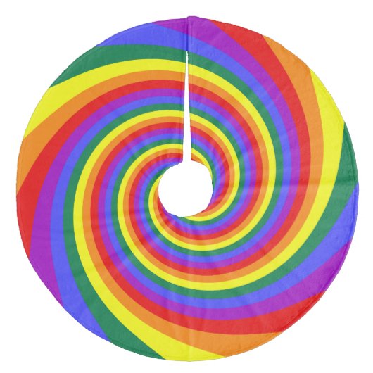 Regenboog Draai Patroon Fleece Kerstboom Rok (Voorkant)
