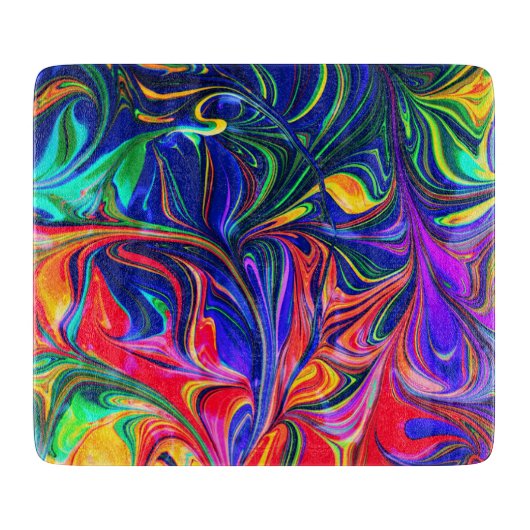 Regenboog Draaiende Trippy Glow Stick Snijplank (Voorkant)