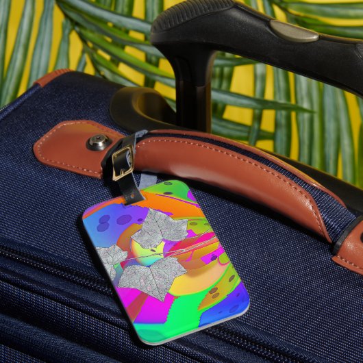 Regenboog Draaikolk Met Bladeren Bagagelabel (Voorkant Insitu 1)