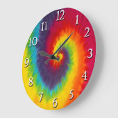 Regenboog Draaikolk Tie Dye Groovy Kleurrijk Grote Klok (Hoek)