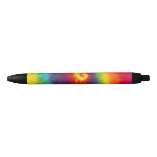 Regenboog Draaikolk Tie Dye Groovy Kleurrijk Zwarte Inkt Pen