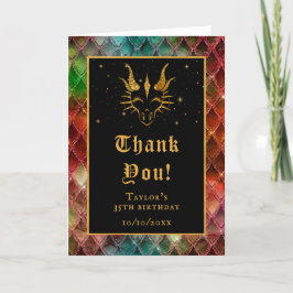 Regenboog Draken Schubben Goud Nep Glitter Verjaar Bedankkaart