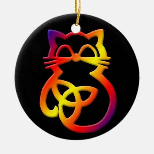 Regenboog Drie-eenheid Knoop Keltische Kat Ornamen Keramisch Ornament (Voorkant)
