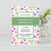 Regenboog Driehoeken 1e Verjaardag Groene Feest Kaart (Staand voorkant)