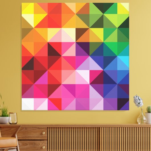 Regenboog Driehoeken Geometrisch Modern Canvas Afdruk (Insitu (Woonkamer))