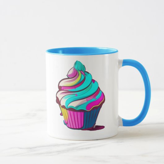 Regenboog Drip Cupcake Mok (Rechts)