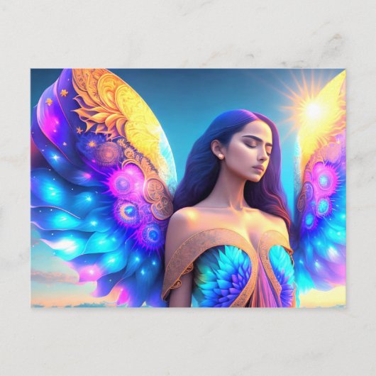 Regenboog Droom Engel Herinnering EIGEN KUNSTWERK Briefkaart (Voorkant)