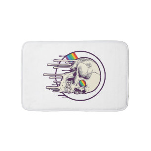 Regenboog druipende schedel vintage graveerontwerp badmat
