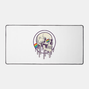 Regenboog druipende schedel vintage graveerontwerp bureaumat