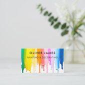 Regenboog druppelen verf schilderen en decoreren visitekaartje (Staand voorkant)
