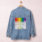 Regenboog Druppelende Verf Vloeibare Abstracte Kun Denim Jacket (Hangar)