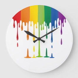 Regenboog Druppelende Verf Vloeibare Abstracte Kun Grote Klok