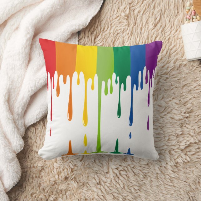 Regenboog Druppelende Verf Vloeibare Abstracte Kun Kussen (Deken)