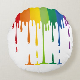 Regenboog Druppelende Verf Vloeibare Abstracte Kun Rond Kussen