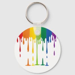 Regenboog Druppelende Verf Vloeibare Abstracte Kun Sleutelhanger