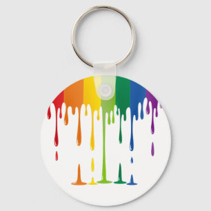 Regenboog Druppelende Verf Vloeibare Abstracte Kun Sleutelhanger