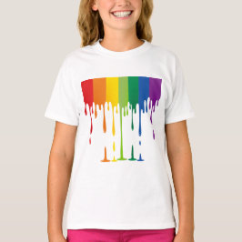 Regenboog Druppelende Verf Vloeibare Abstracte Kun T-shirt