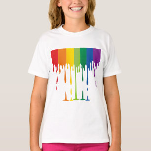 Regenboog Druppelende Verf Vloeibare Abstracte Kun T-shirt