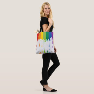 Regenboog Druppelende Verf Vloeibare Abstracte Kun Tote Bag