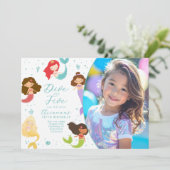 Regenboog Duik in Vijf Zeemeermin Verjaardag Kaart (Staand voorkant)