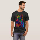 Regenboog Duitse Herder Ontwerper T-shirt (Voorkant volledig)