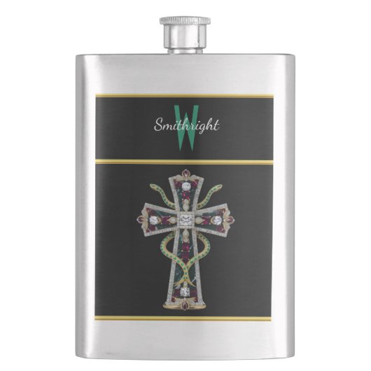 Regenboog Edelsteen Cross Broche Flacon (Voorkant)