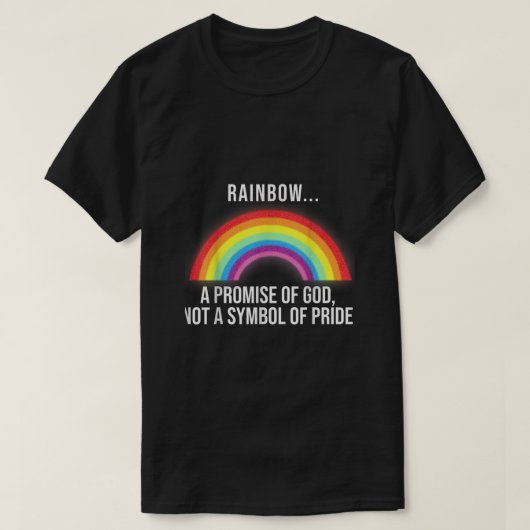 Regenboog een belofte van God geen symbool van tro T-shirt (Design voorkant)