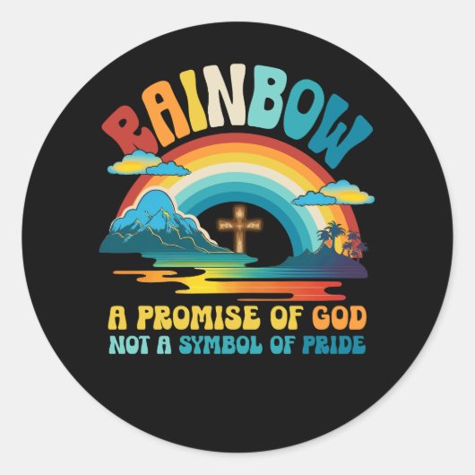 Regenboog een belofte van God niet een symbool van Ronde Sticker (Voorkant)