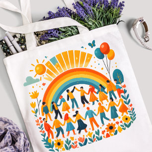 Regenboog Eenheid Kinderfeest Boodschappentas Tote Bag