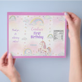 Regenboog Eenhoorn 1e Verjaardag Chip Bag Wrapper Flyer (Hand)