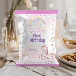 Regenboog Eenhoorn 1e Verjaardag Chip Bag Wrapper Flyer