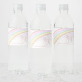 Regenboog Eenhoorn 1e Verjaardag Meisjes Pastel Waterfles Etiket (Flessen)