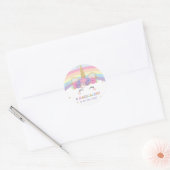 Regenboog Eenhoorn 1e Verjaardagsfeest Favor Ronde Sticker (Envelop)