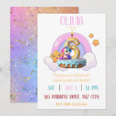 Regenboog Eenhoorn 6e Verjaardagsfeestje Cupcake Kaart (Voorkant / Achterkant)