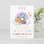 Regenboog Eenhoorn 8e Verjaardagsfeestje Cupcake Kaart (Staand voorkant)