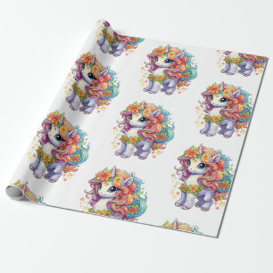Regenboog Eenhoorn Anime Cartoon Cadeaupapier