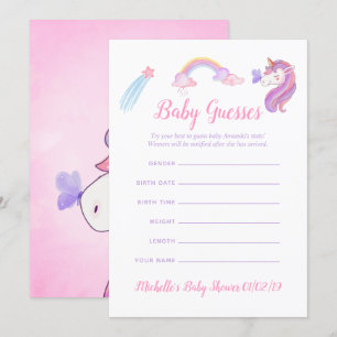 Regenboog Eenhoorn Baby Meisje Shower Baby Gissing Kaart